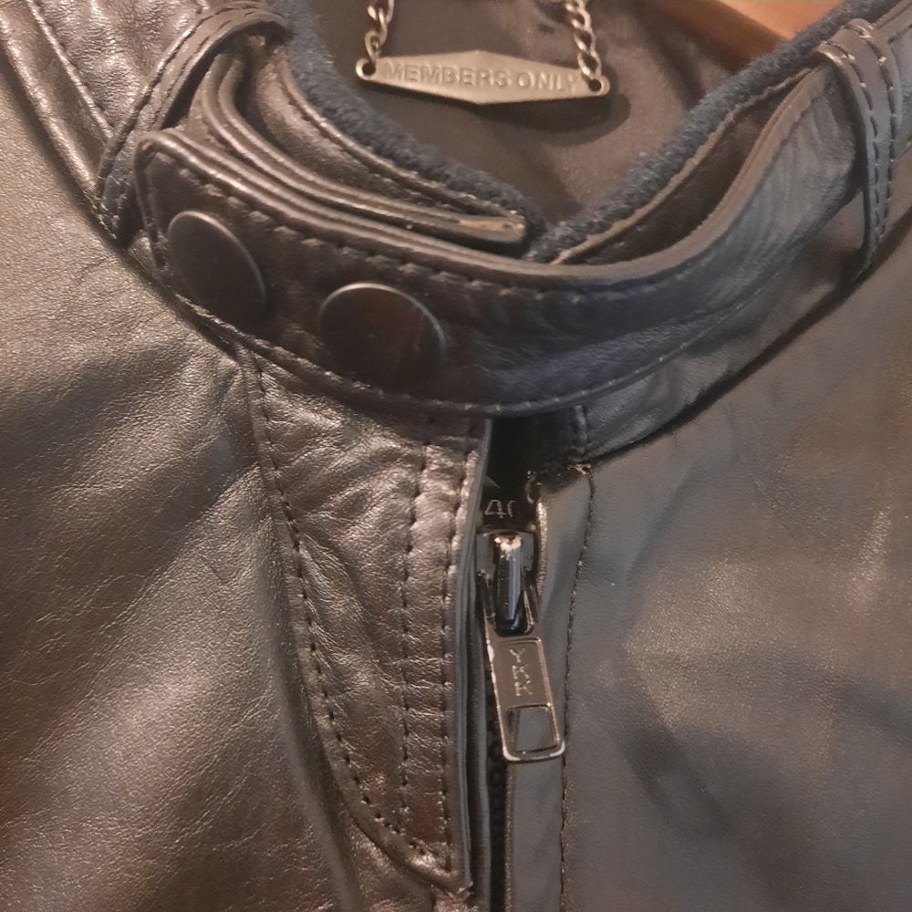 Men's Black Leather Jacket - Picture 3 of 16